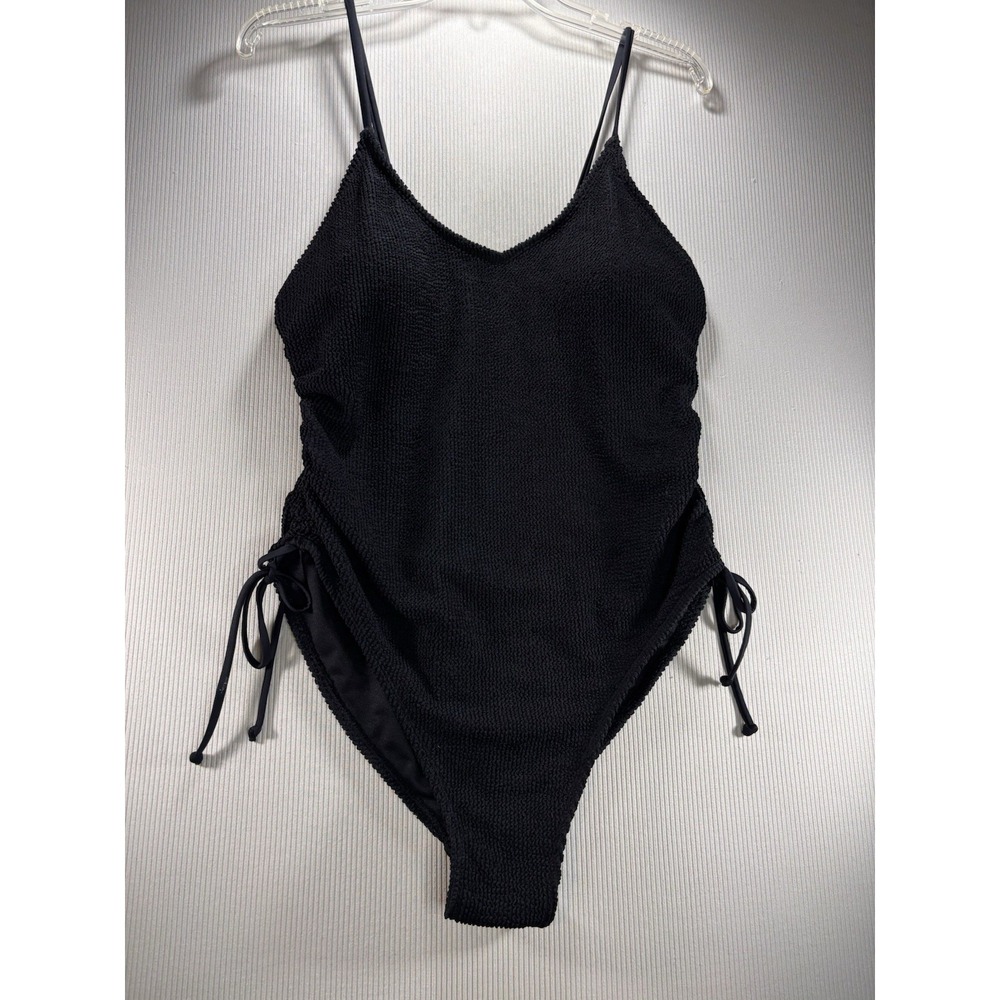 C&L‎ Cyn & Luca Women's One Piece Swimsuit XL Black Side Ruching  Side Ties